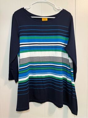 Ruby Rd. Womans Medium Striped Boatneck Tunic Classic, Coastal